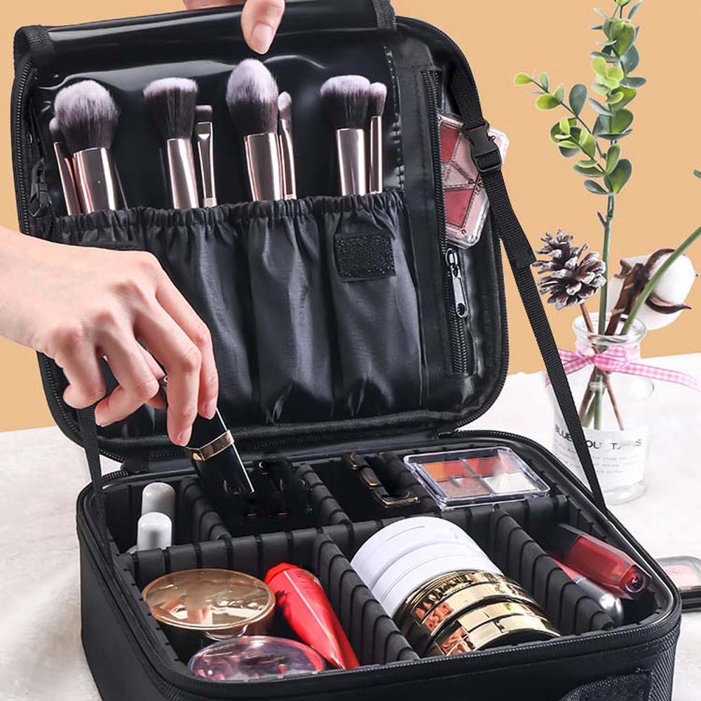 Large Capacity Cosmetic Bag Suitcase Anti-Splash Water Portable Handheld Makeup Bag PVC Compartment Portable Cosmetic Case