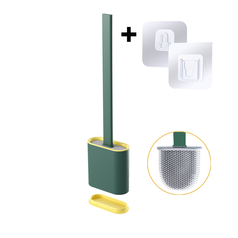 Muur Gemonteerde Siliconen Toiletborstel Met Houder Lekvrij Wc Borstel Borstels Gereedschap Set Voor Wc Badkamer Accessoires: Green