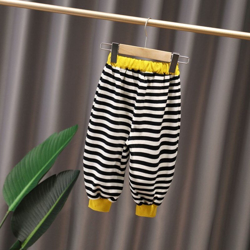 Hipac pojke flicka småbarn leggings ledig fritid utsvängning baby barn lång sport volanger byxor kläder randiga joggingkläder