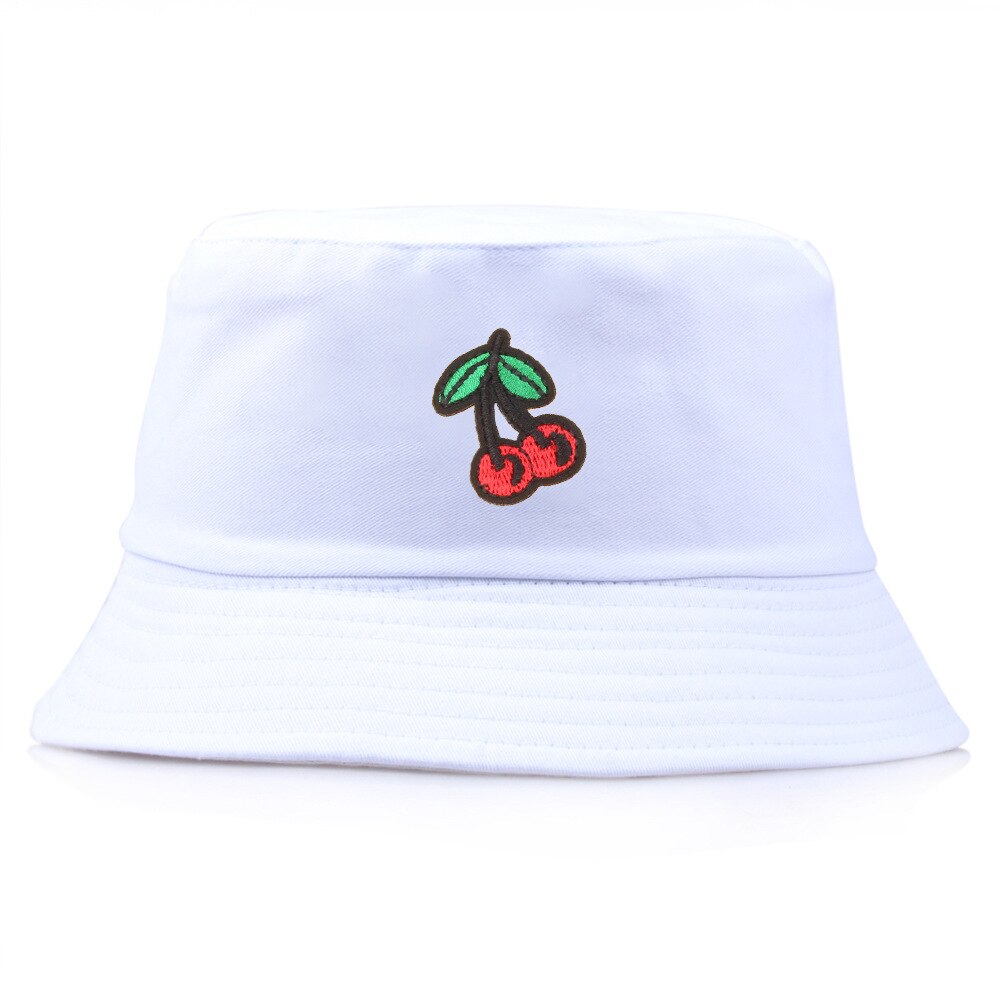 Fruit Cherry Bucket Hats For Girls Women Reversible Fisherman Hat Panama Bob Hat Summer Sun Hat: White
