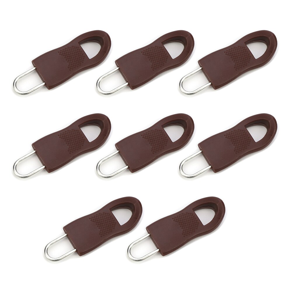 8Pcs/Lot Replacement Zipper Puller For Clothing Zip FixerTravel Bag Suitcase Backpack Zipper Pull Fixer For Tent DIY Sewing Tool: Brown  L