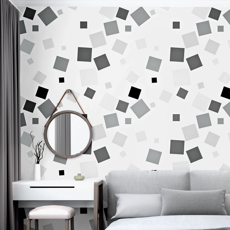 Nordic Style Wallpaper ins Background Black and White Lattices Geometric Pattern Bedroom Living Room Modern Simple Wallpaper