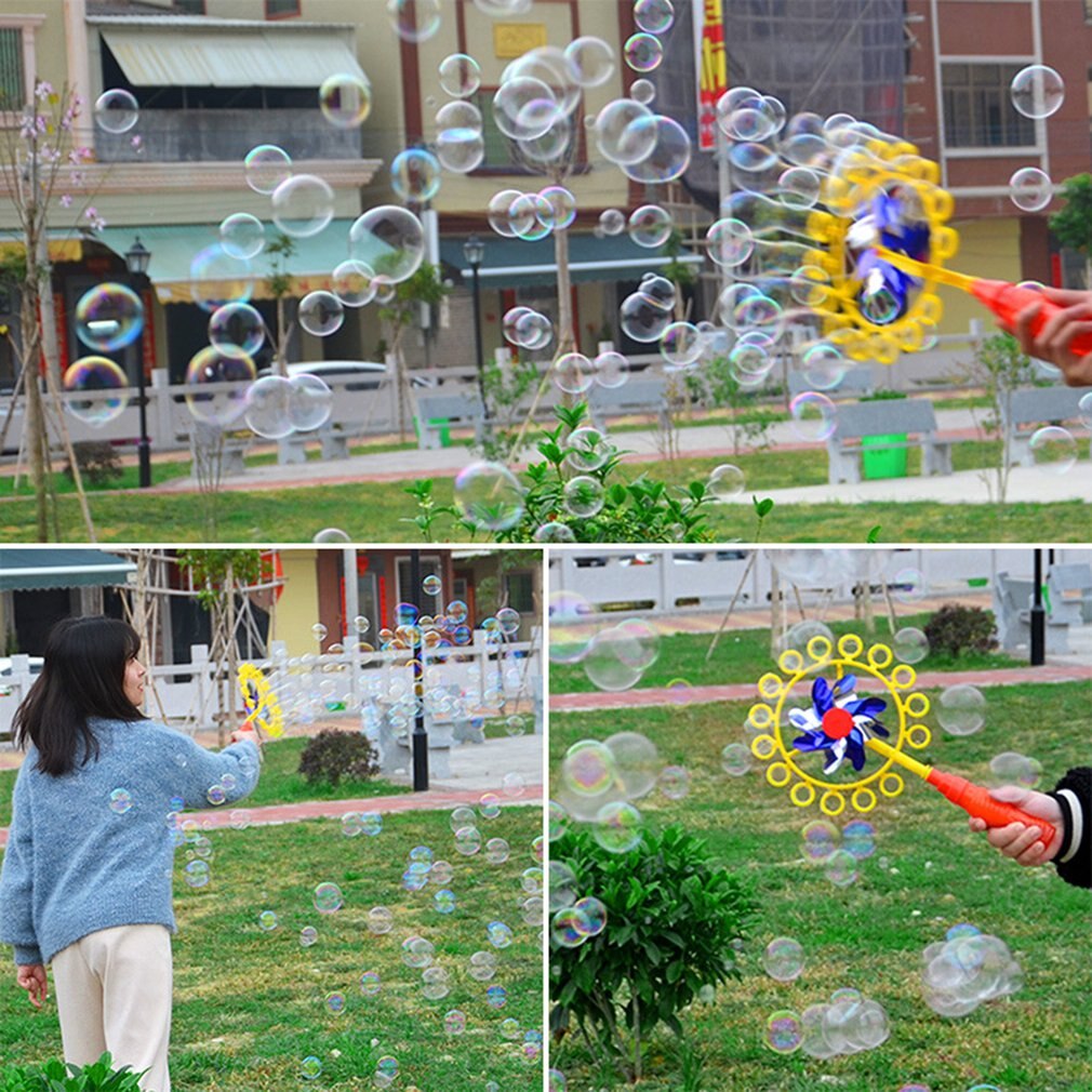 Twee-In-een Kinderen Speelgoed Bubble Stok Windmolen Draagbare Kinderen Bubble Wand Buiten Activiteit Bubble Concentraat Speelgoed Voor meisjes Jongens