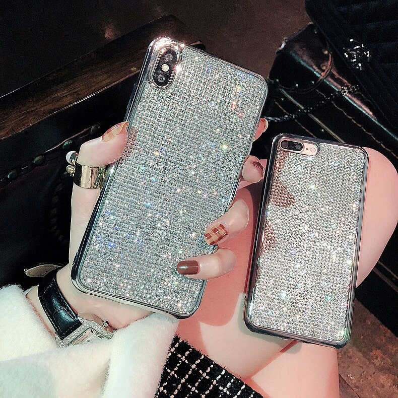 YOACHEY Diamond Glitter Case voor iphone X XS MAX XR 7 8 6 6s Plus Zachte TPU Siliconen Terug cover Bling Strass Meisje Telefoon Gevallen
