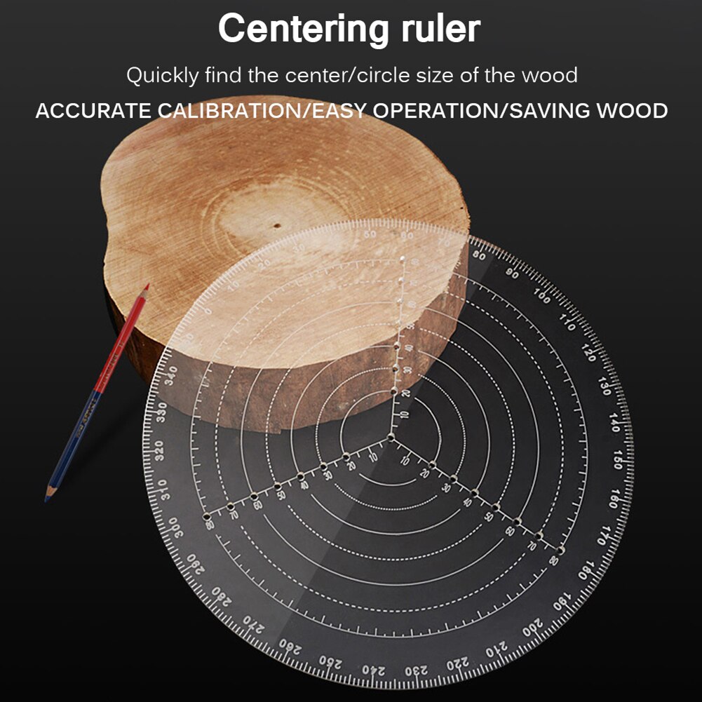 Transparent Acrylic Round Center Finder Compass Circle Cutter for Wood Turners Lathe Work Circles Drawing