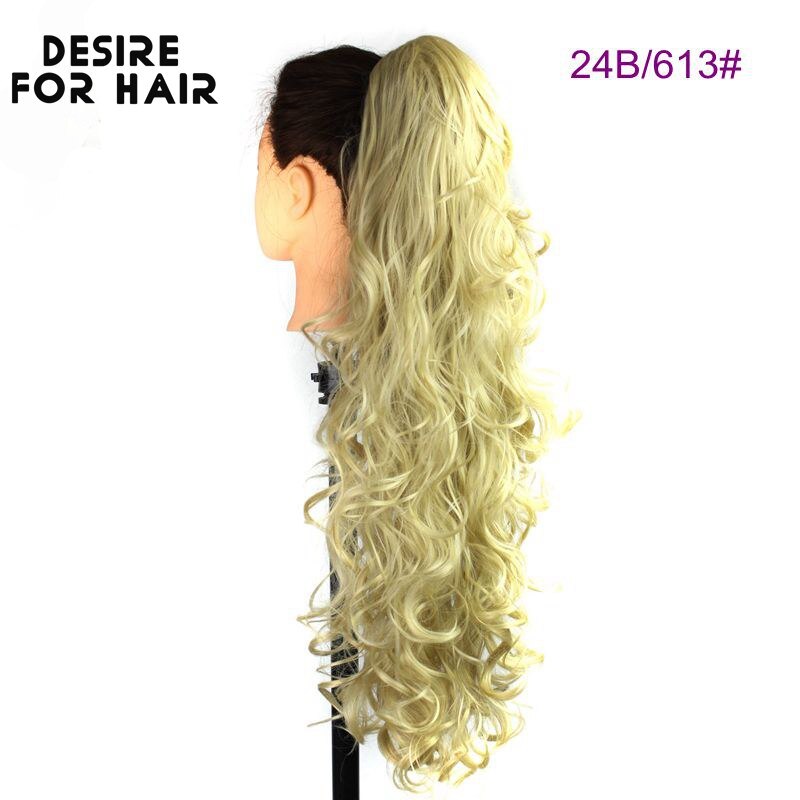 Desire Voor Haar 30Inch Lange 200G Hoge Temperatuur Synthetisch Krullend Paardenstaart Hair Extensions Met Claw Clip Haarstukken Voor vrouwen: 22/613 #