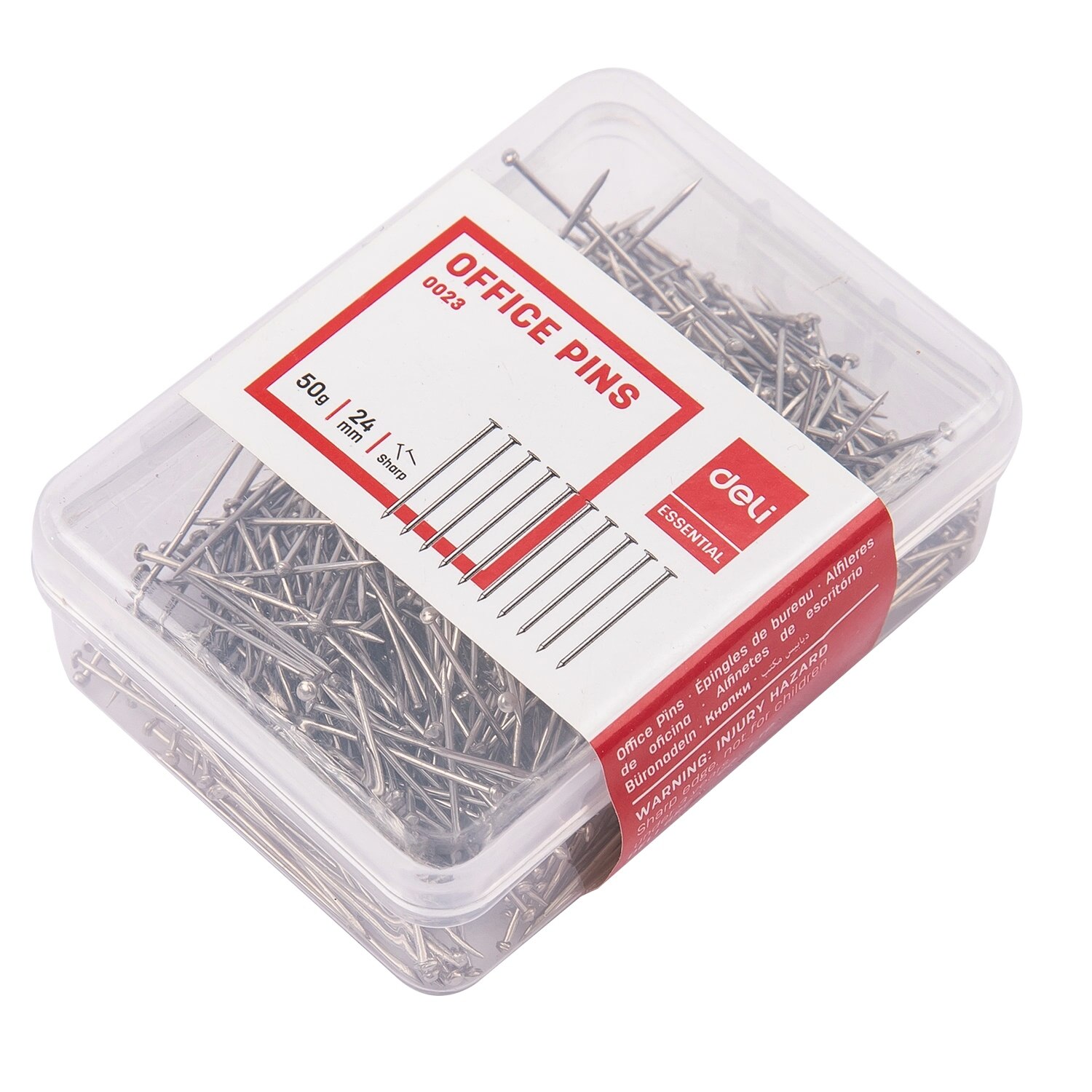 DELI E0023 Silver Office Pins 50Pcs/Box Binding Tools Stationery School Office Metal Straight Pins