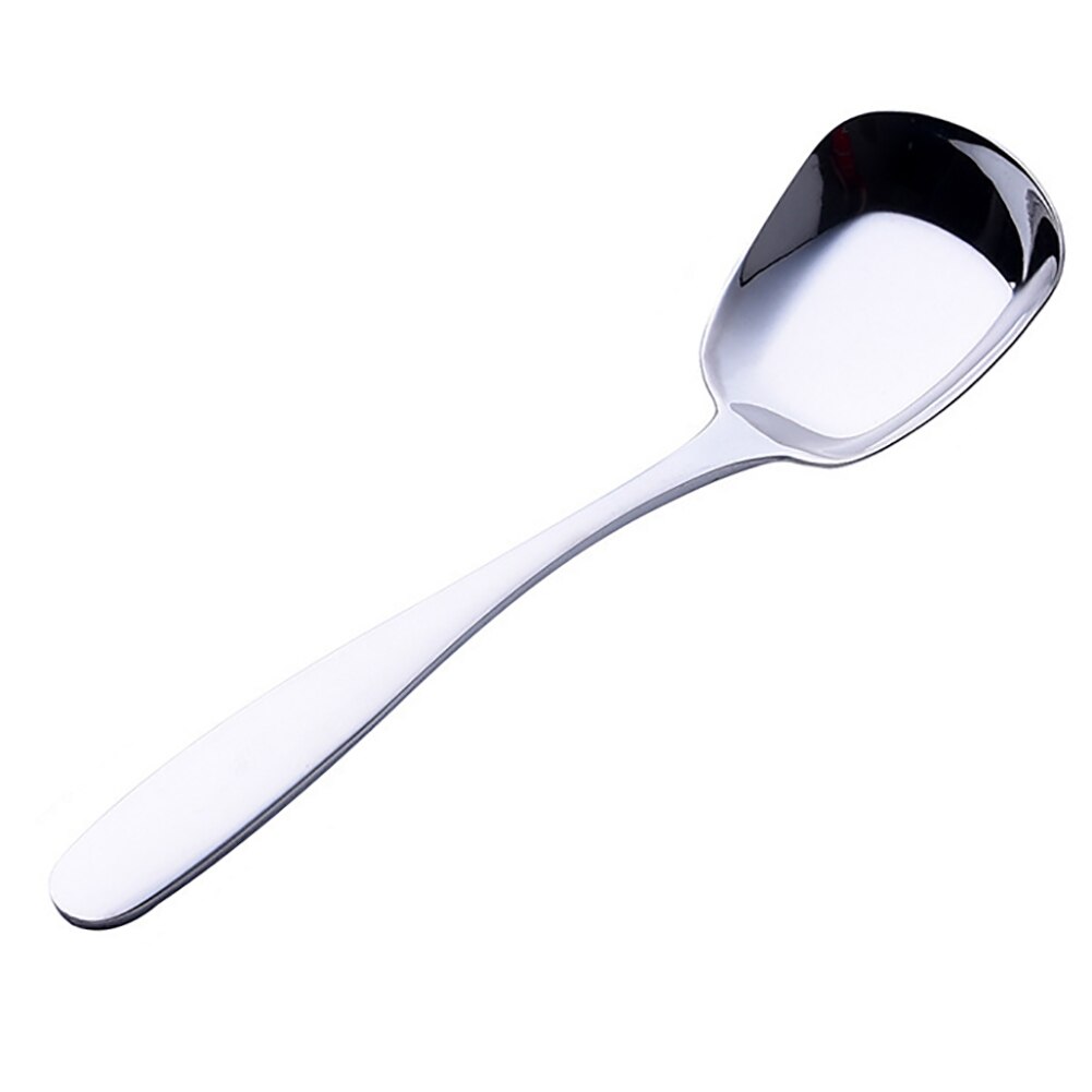 1Pc Portable Thicken Stainless Steel Flat Suqare Head Soup Spoon Kitchen Tableware