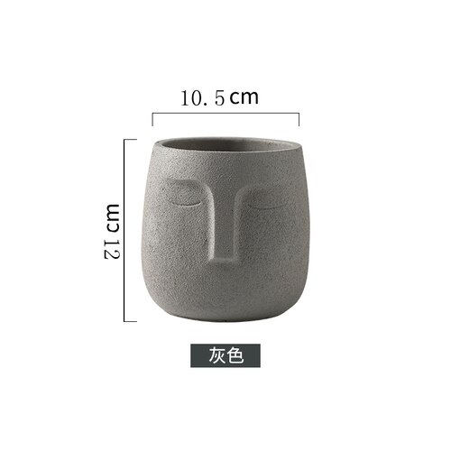 Portrait spartiate fleur vase avec trou table fleur vase terrazzo pot support moderne décor homme tête fleur pot: grey 12cm