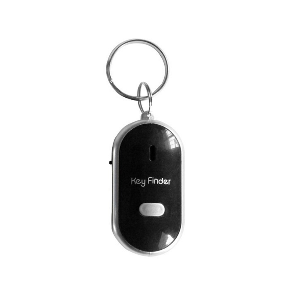 Mini Whistle Anti Lost KeyFinder Alarm Wallet Pet Tracker Smart Flashing Beeping Remote Locator Keychain Tracer Key Finder + LED: black