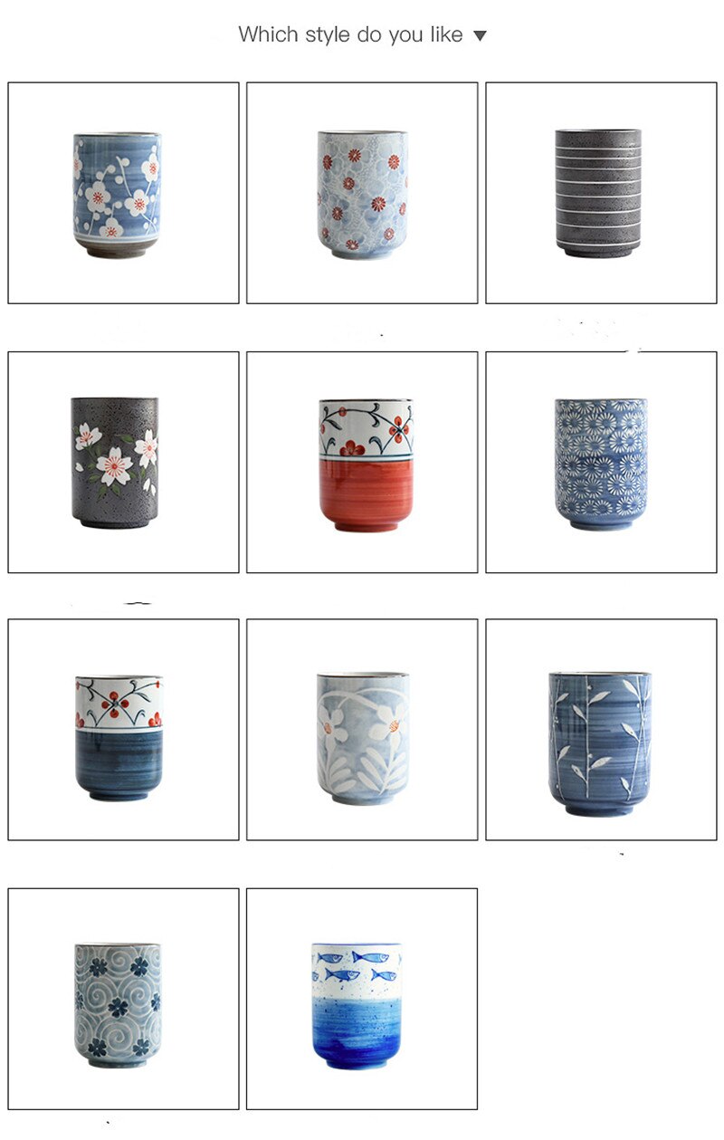 Grote waterbeker in japanse stijl, beschilderde watermok, theekop van steengoedkeramiek, handbeschilderd keukendrinkgerei, rechte theekom