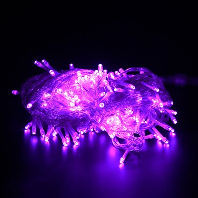 LED guirlande lumineuse pile 1M/ 2M/5M/10M noël chaîne lumière lumières/mariage/LED décoration lampe série batterie: Purple / 10M  80LED