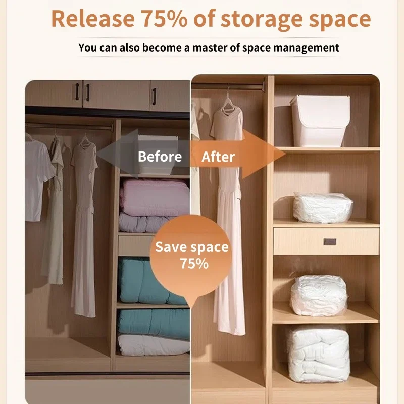 5/1PCS Cubic Vacuum Storage Bags For Clothes,Space Saving Bags Storage Vacuum Seal Packet,Folding Compressed Organizer Bag