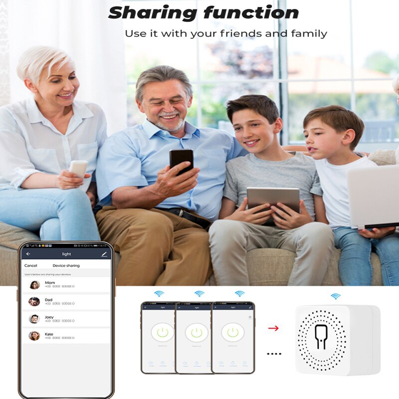 16A 10A Mini Smart WiFi DIY Switch Cell Phone APP Voice Relay Timer Multifunction Smart Switch With Alexa Google Home Smart Life