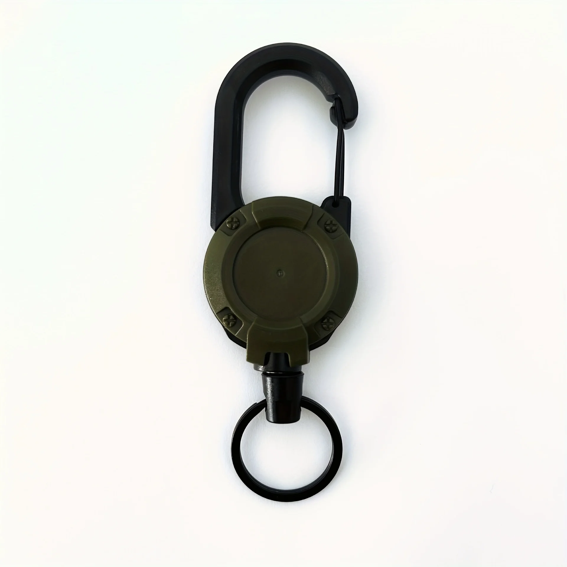 1/2/4 Uds soportes retráctiles extensibles llavero carretes de insignia Clip resistente con mosquetón llavero para hombres bolsas al aire libre: Blanco