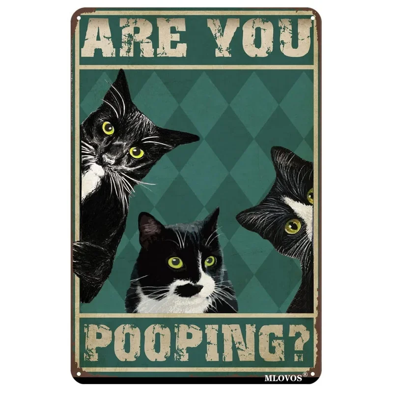 retro Katze Kaffee Metallschild Jahrgang Küchenschilder Wanddekoration Weil Mord ist falsch Lustige Schilder Bar Dekorationen Kunst Poster