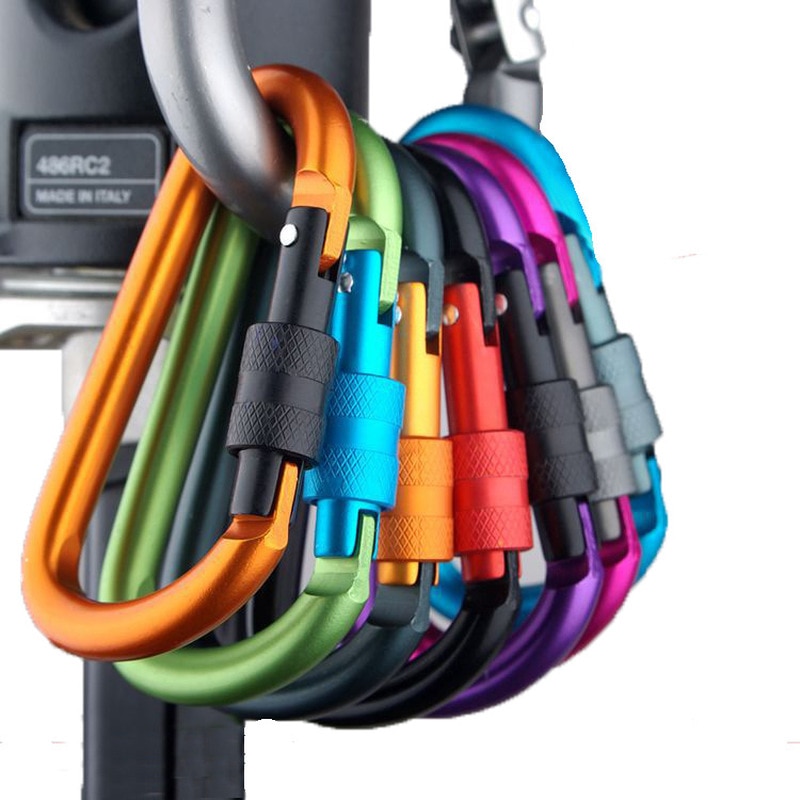 8cm Aluminum Carabiner D-Ring Key Chain Clip Camping Keyring Snap Hook Outdoor Travel Kit