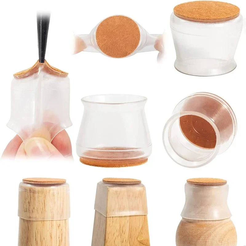 4/16Stck Möbel Bein Fuß Schutz transparent Tisch und Stuhl Fuß Abdeckung Silikon Tragen-beständig Kappe Lärm reduktion