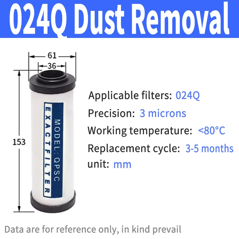 QPS 015 024 035 060 090 120 150 Filtro de repuesto para compresor de aire Accesorios Filtro de precisión de aire comprimido Secador Q015 P024: Negro