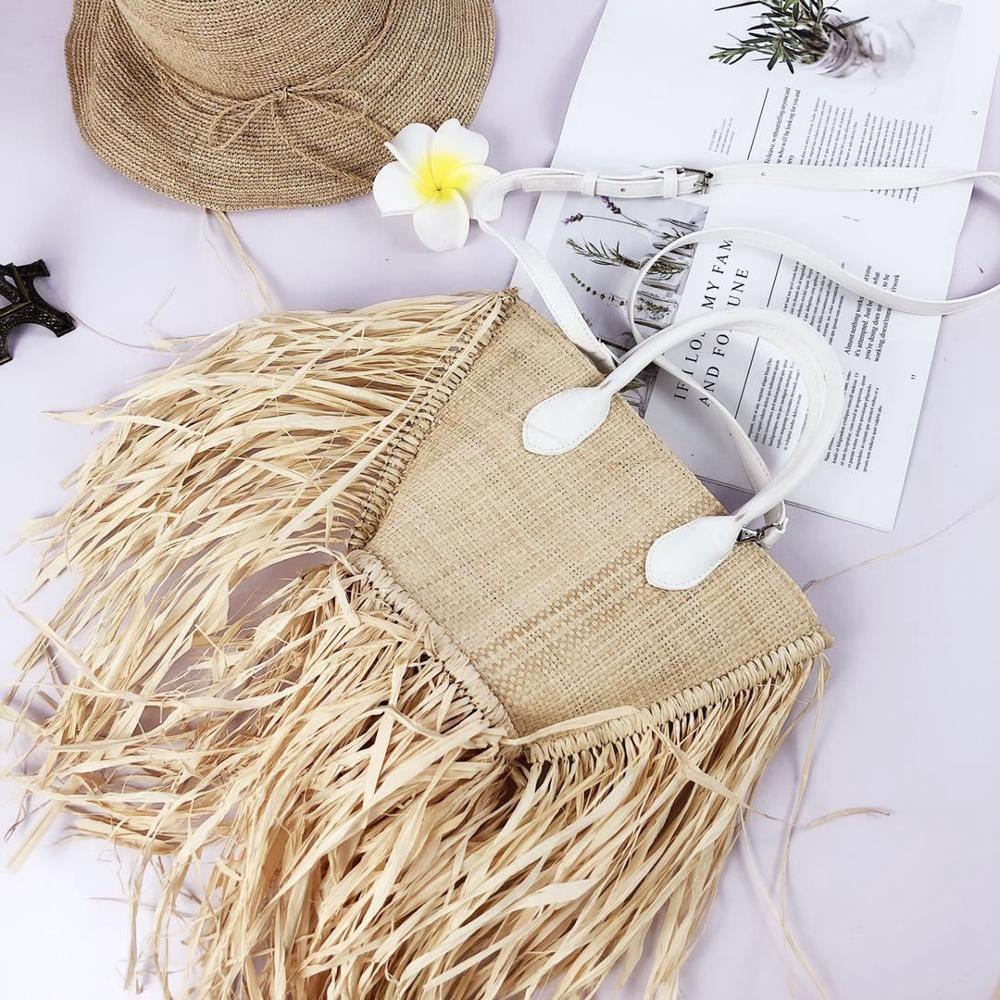 quaste stroh taschen rattan weben frauen handtaschen luxus handgemachte papier schulter umhängetaschen sommer Strand S2187