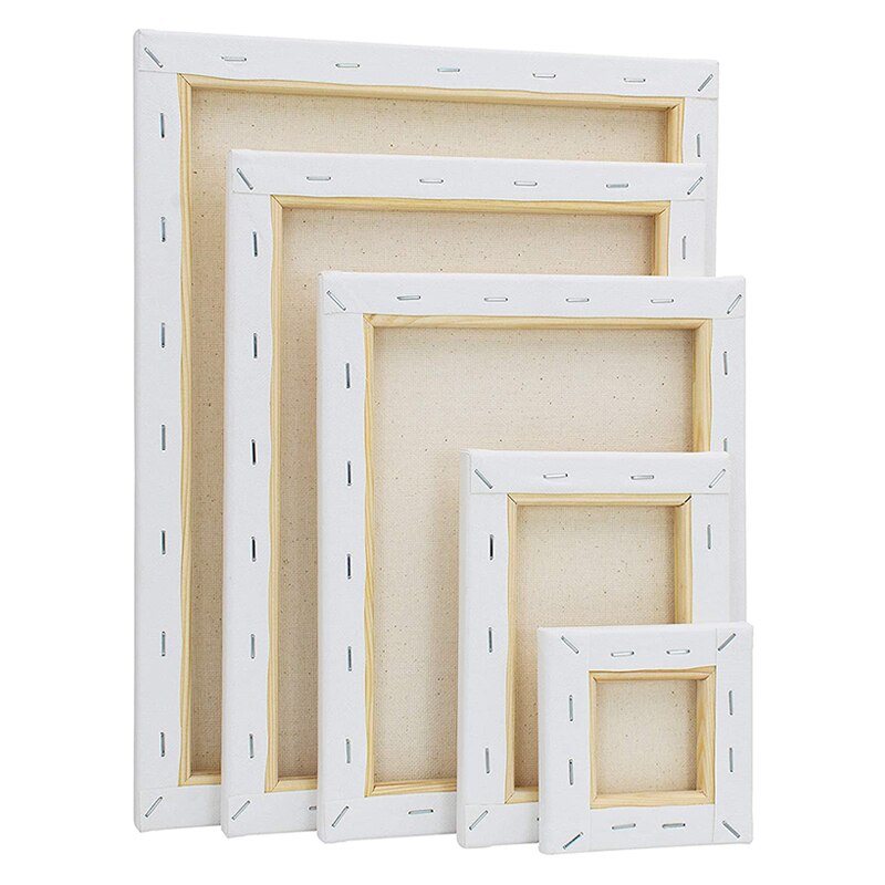 Marco de madera de algodón para lienzo, cuadro de artista , lienzo enmarcado para pintura al óleo acrílica imprimada, 5 unids/lote