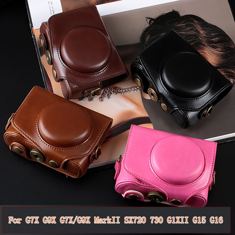 Funda de piel sintética para cámara Digital, funda de para Canon G7X, G7X, Mark II, G9X, G9X, II, G1X, II, G15, G16, SX720, SX730 y correa