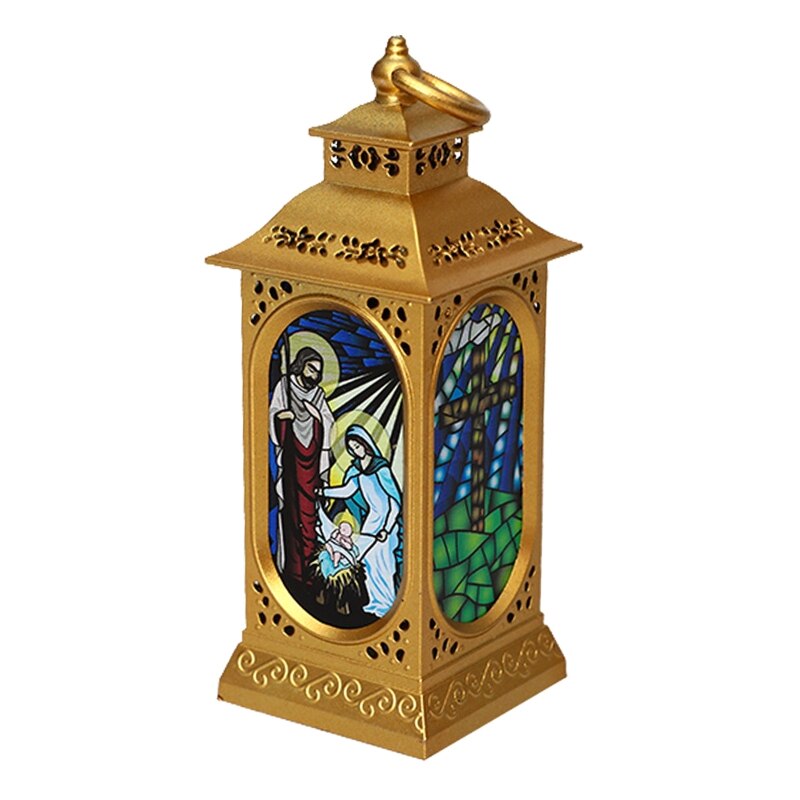 Lampe à LED de noël ornements religieux jésus vent lumière suspendus lanterne décor GXMA