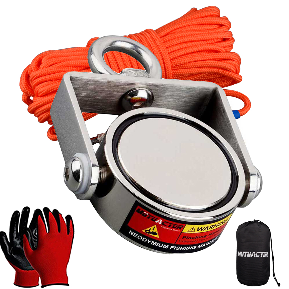 160 kg * 2 starker Neodym-Magnet, doppelseitige Suche, magnetischer Super-Power-Bergungs-Angelmagnet mit Suchseil: Blau