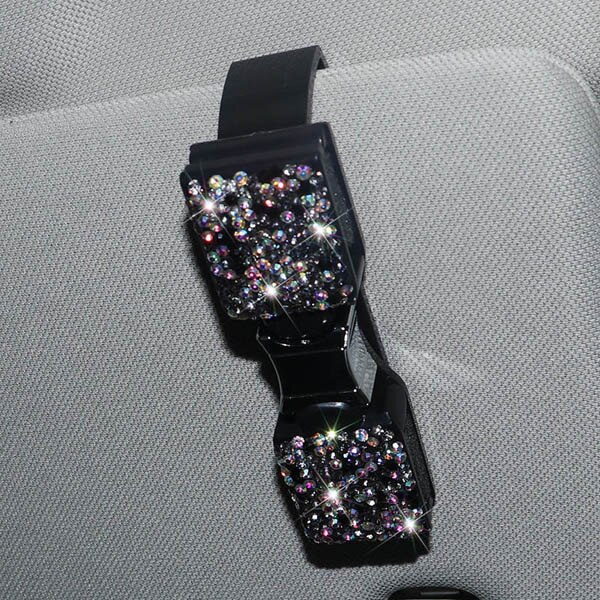 Moda cristal carro óculos de sol viseira clipe titular feminino diamante strass carro prendedor clipe de cartão titular do bilhete clipe: Purple