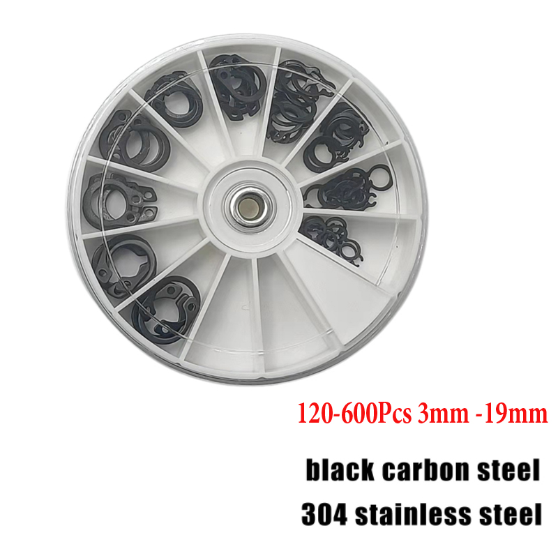 70-600Pcs 3mm -19mm Retaining Ring Assortment Kit black circlip snap retaining rings set and 304 stainless steel carbon steel