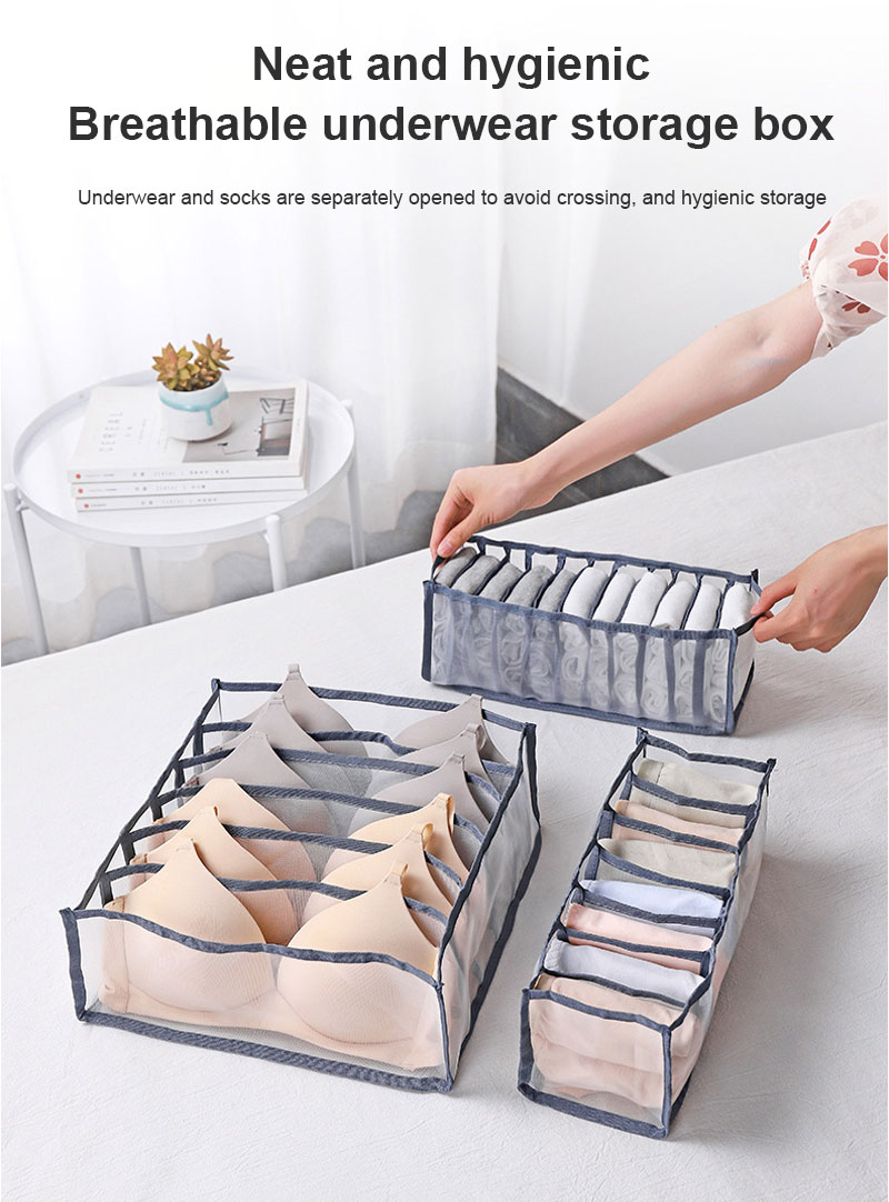 Boîte de rangement grilles soutien-gorge sous-vêtements organisateur boîte de rangement placard organisateur diviseur boîtes pliable sous-vêtements sac de rangement