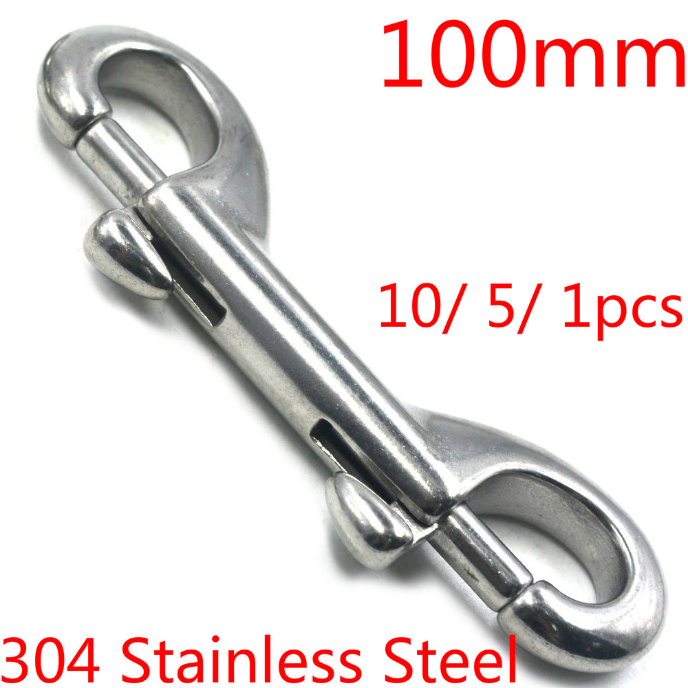 304 Stainless Steel 90/ 100/ 115mm Double End Bolt Key Ring Snap Bolt Trigger Chain Clip 10/ 5/ 1pcs