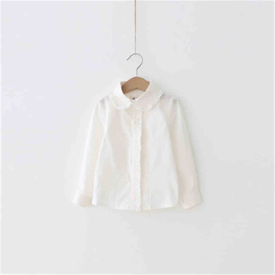 Students White Shirts For Girls School Uniforms Cotton Turn-Down Collar Blouses Girls Cotton Blouses Autumn Teenage Kids Clothes