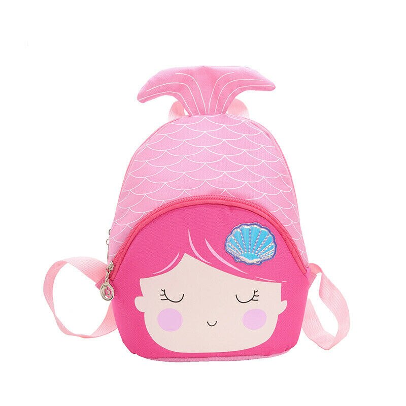 Tegneserie havfrue barn pige rygsæk fishtail sød mini skoletaske børnehave skoletaske skuldertaske til børn: Lyserød