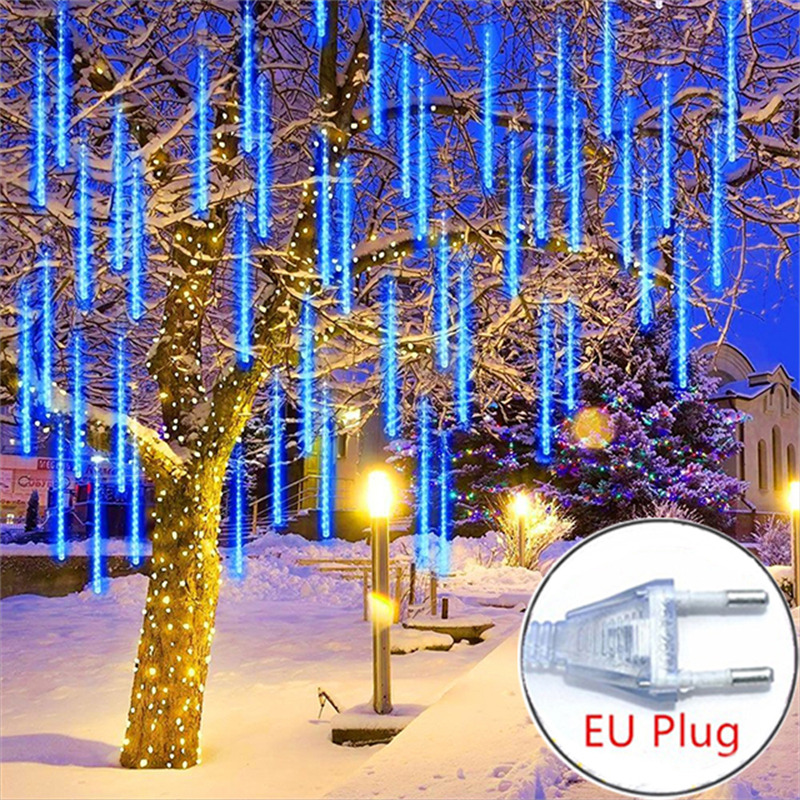 LED Meteorsc hauer Regen lichter EU Plug fallen Regentropfen Lichterkette Licht für Weihnachten Party Terrasse Dekor 30cm/50cm