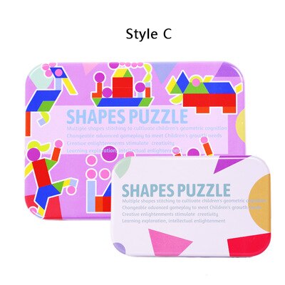 Magnetic 3D Puzzle Jigsaw Tangram Game Montessori Learning Educational Drawing Board Games Toy for Children Brain Tease: Plum