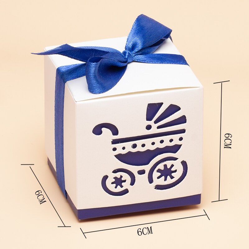 10 Stks/zak Leuke Candy Box Kinderwagen Blauw & Roze Papier Geschenkdozen Decoratie Voor Kinderen Verjaardagsfeestje Diy Baby douche Benodigdheden 5Z: Dark blue