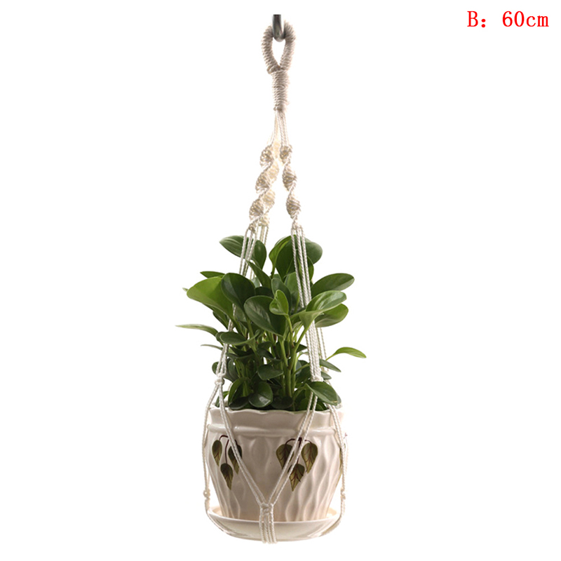 Salg 100%  håndlagde makrame plante henger planteholder blomst / gryte henger for veggdekorasjon gartnerhage: B