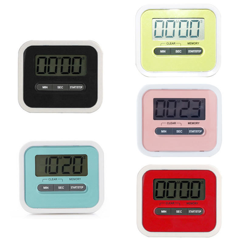 Five Colors Magnetic LCD Digital Kitchen Countdown Timer Alarm Kitchen Timer Practical Cooking Count Up Timer Loud Alarm Clock