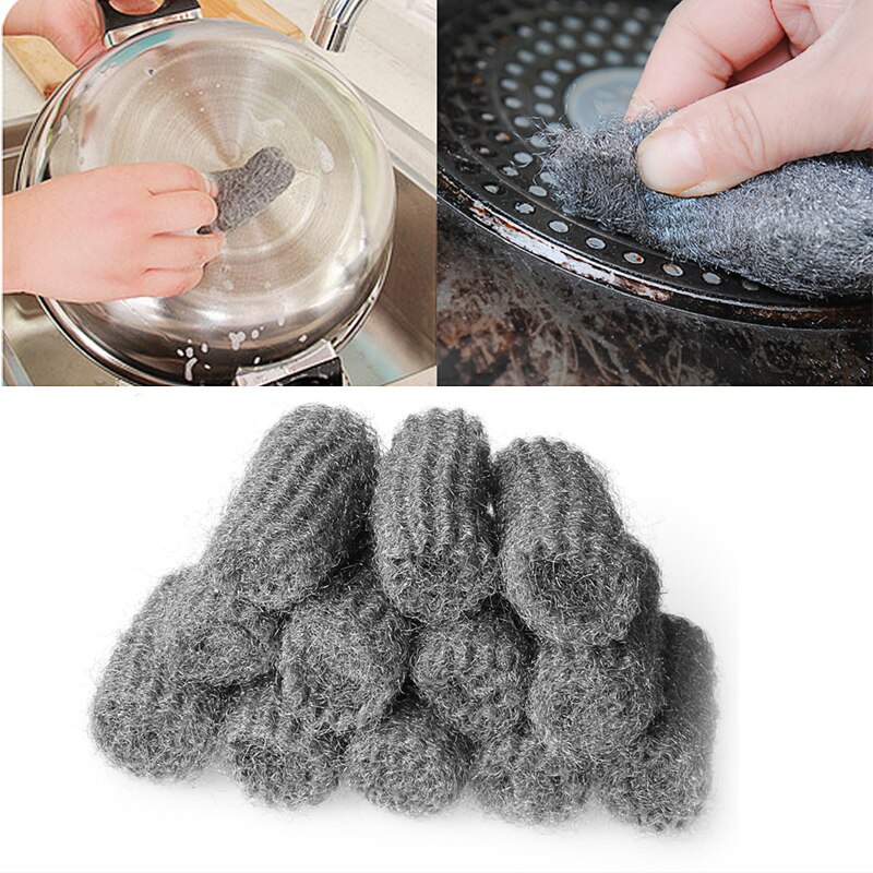 C63B 12Stck Stahl Wolle Pads Küche Draht Reinigung Edelstahl Ball Pfanne Reiniger Neue