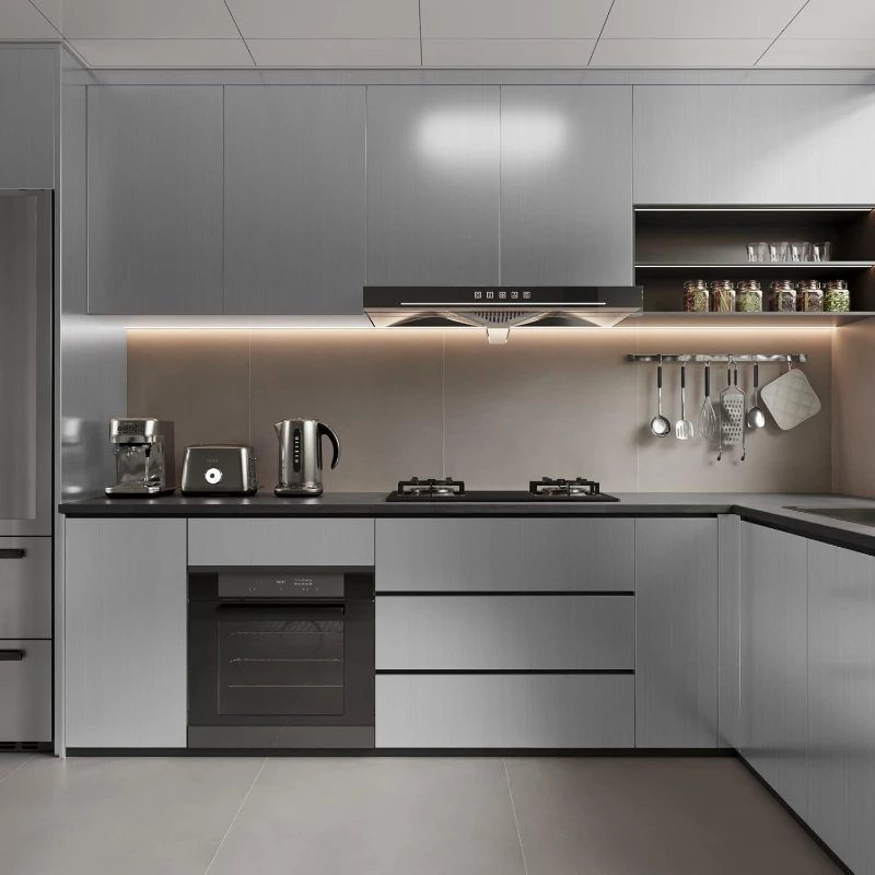 Silver Contact Paper Self Adhesive Decorative Film Silver Metallic Wallpaper for Kitchen Stainless Steel Household Appliance