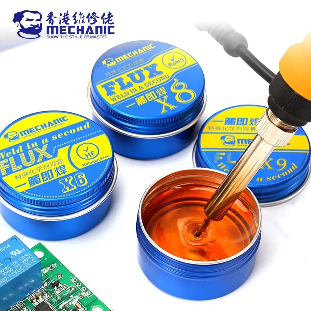 MECHANIC X6/X8/X9 Rosin Flux Solder Paste Imported Mild Halogen-Free Lead-Free No-Clean Welding Flux for PCB BGA Welding