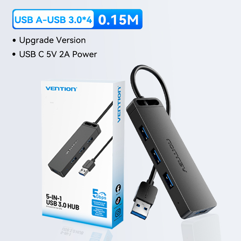 Vention USB Hub High Speed 4 Ports Multi USB 3.0 to USB 3.0 Hub Splitter Adapter for MacBook Pro iPad Pro Xiaomi Lenovo USB Hub: green
