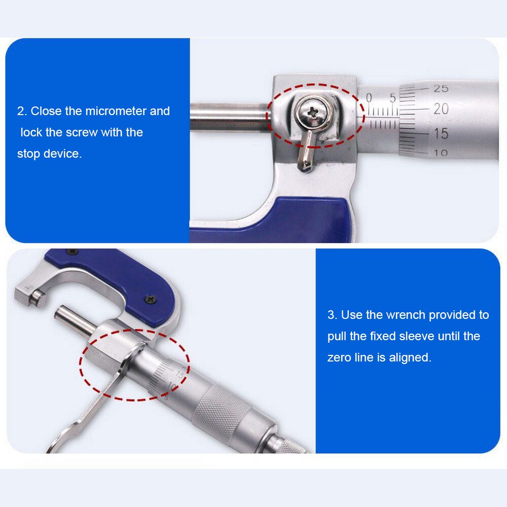 Høj præcision mikrometer udenfor 0.01mm diameter 0-25mm mikrometer minut mikrometer tråd industriel metal måle måler