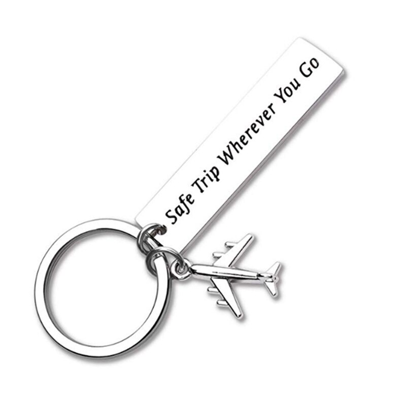 Drive Safe Fly Safe Keyring Plane Keychain Couples Men Boyfriend Pilot Flight Key Chain Christmas