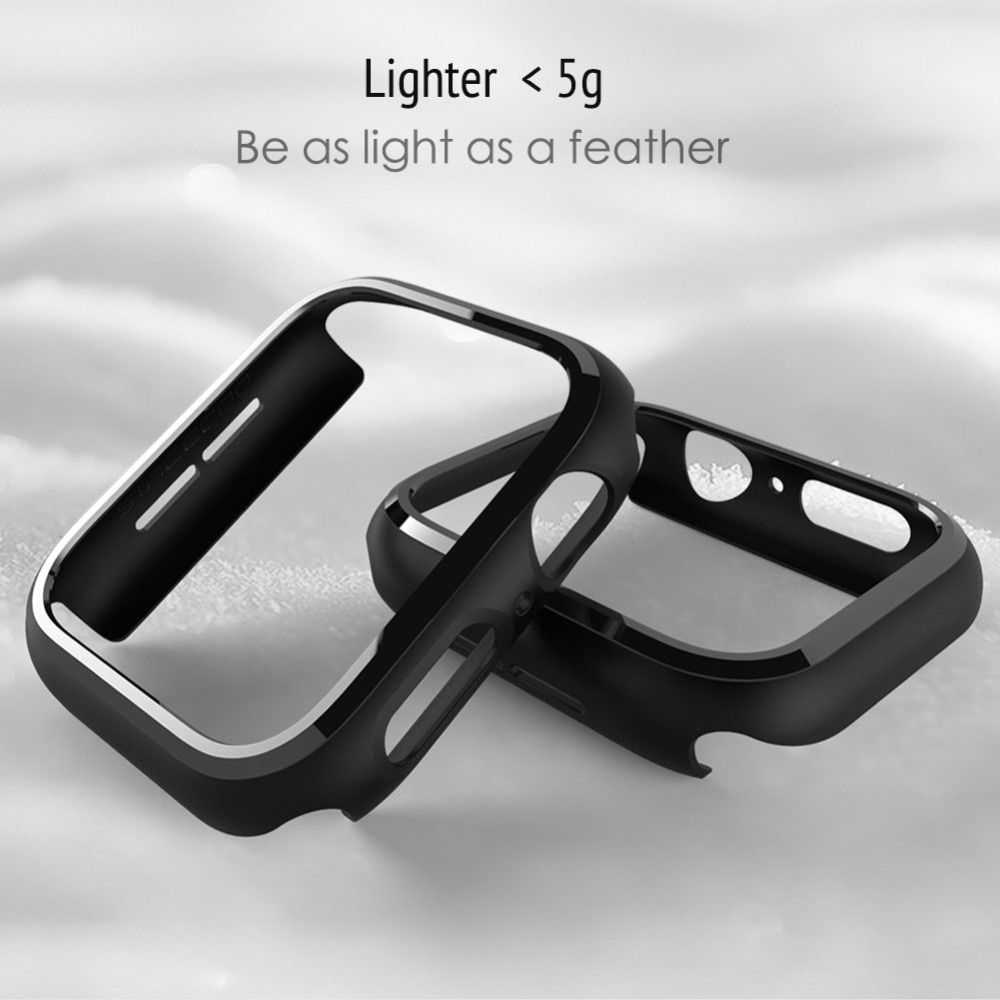 Bumper for apple watch series 1 2 3 4 5 PC case slim fit case for iWatch thin protector plastic black frame 40 44 38 42 mm band