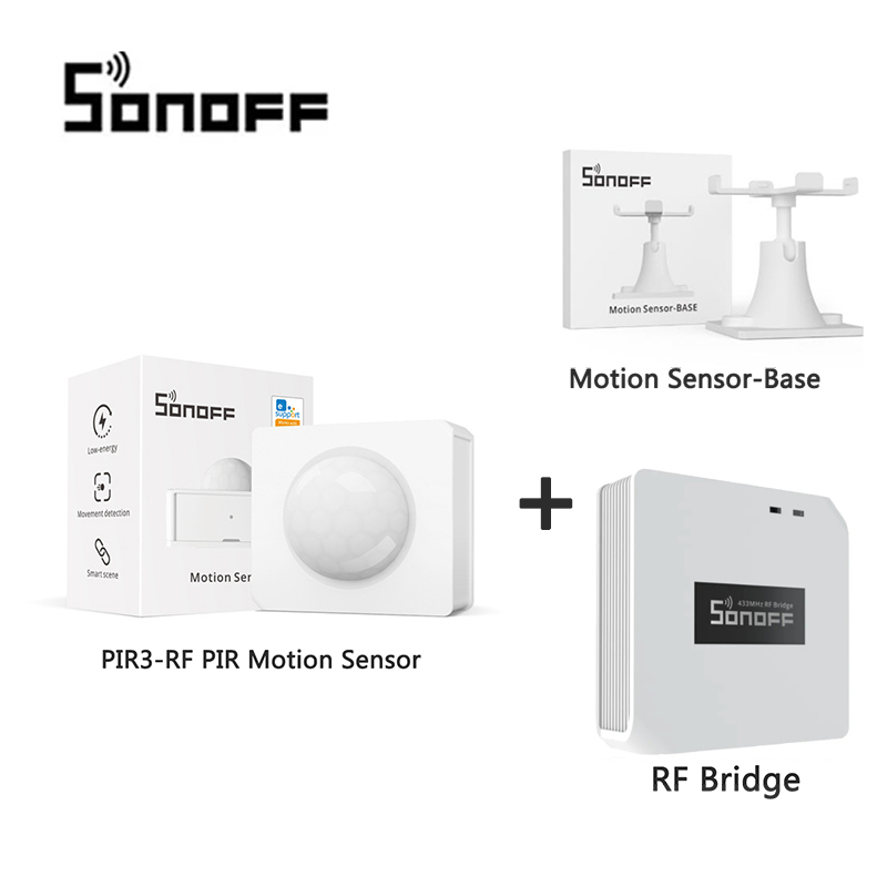 SONOFF PIR3-RF PIR Motion Sensor Smart Scenes Alert /Normal Mode Notification eWelink APP Work With SONOFF 433MHz RF Bridge R2: ALL KIT