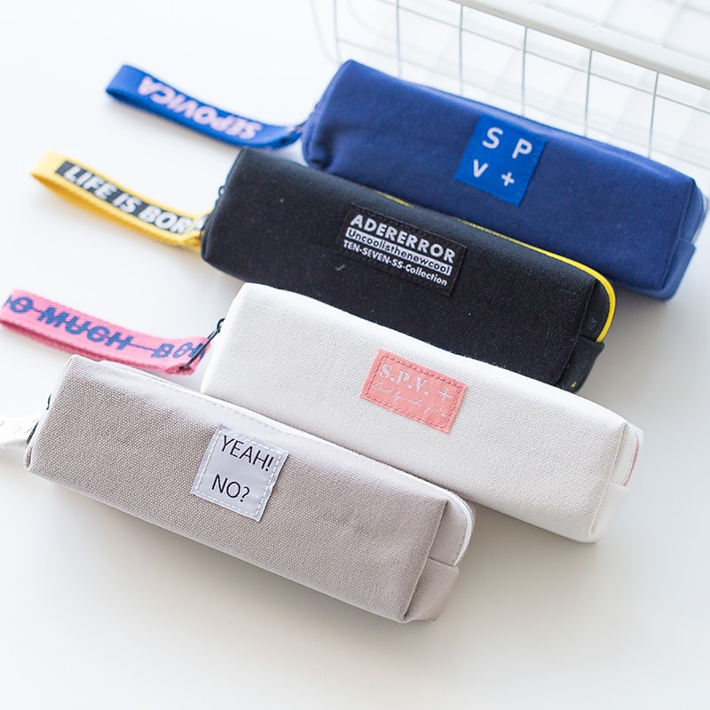 Pencil Case Simple Style Zipper Pencil Bags Pen Holders School Supplies Stationery Pencil Box for Boys or Girls