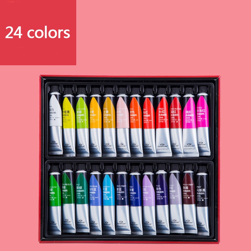 12/24 farver 20ml akrylmaling sæt til maling af stofmaling til tekstiler vægtegning glasmaling