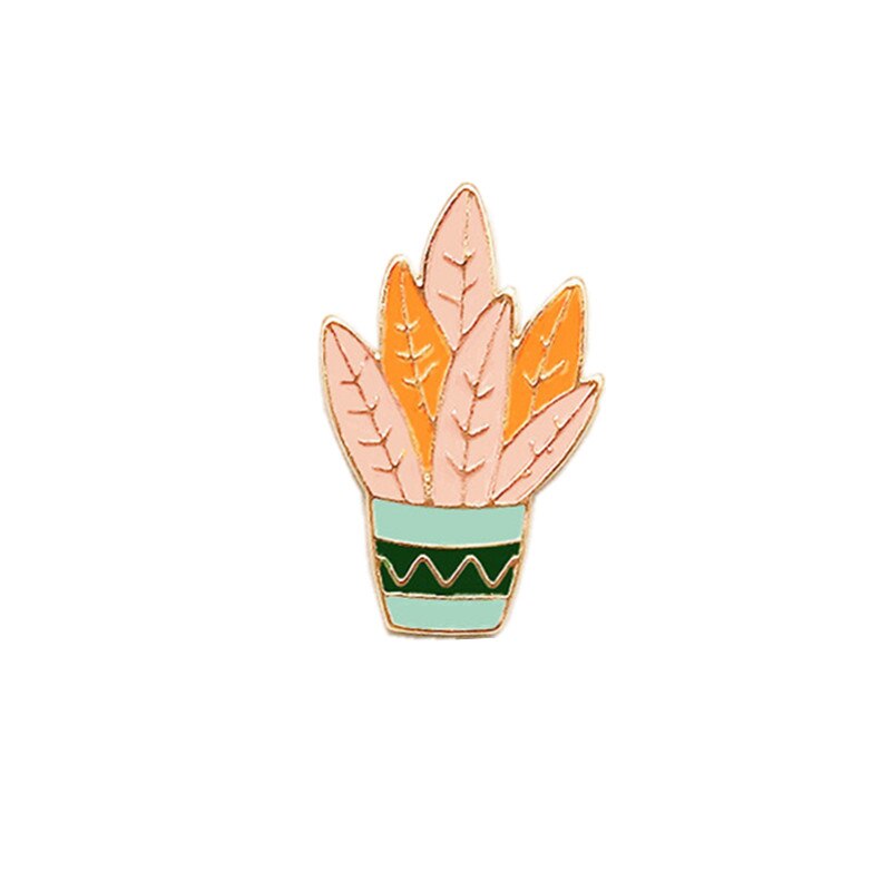 1 PCS Flower Pots of Cactus Brooch Badge Plants Metal Pin Badge Icons for Backpack Clothes Badges: 3